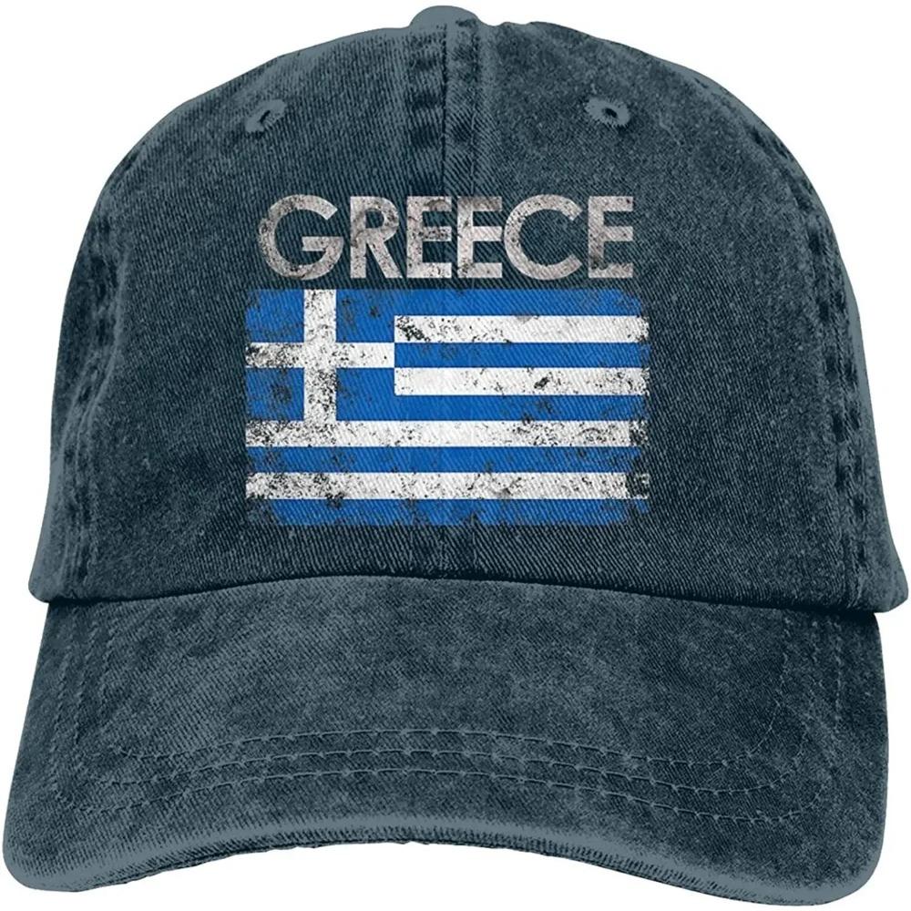 Griechische Flagge von Griechenland Denim Hüte für Herren Damen Baseballkappen Schirmmütze Schwarz Erwachsene Unisex Vier Jahreszeiten Lässig Polyester