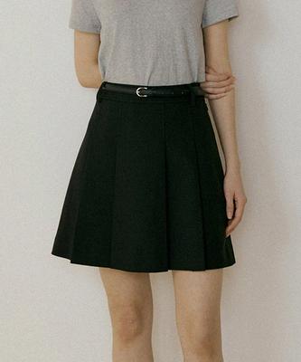 Lingseoul Pleated Short Skirt-Black