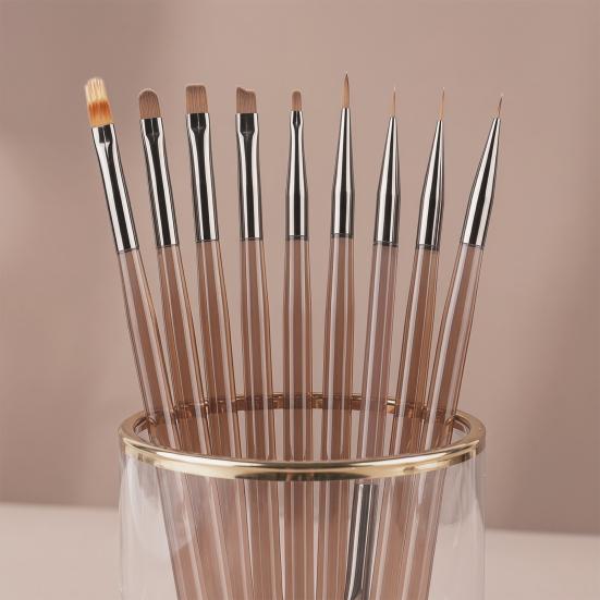 9Pcs/Set Nail Art Brushes Professional Multi-purpose Women Design Painting Brushes DIY Manicure Art Nail Extension Gel Builder Brush Pen
