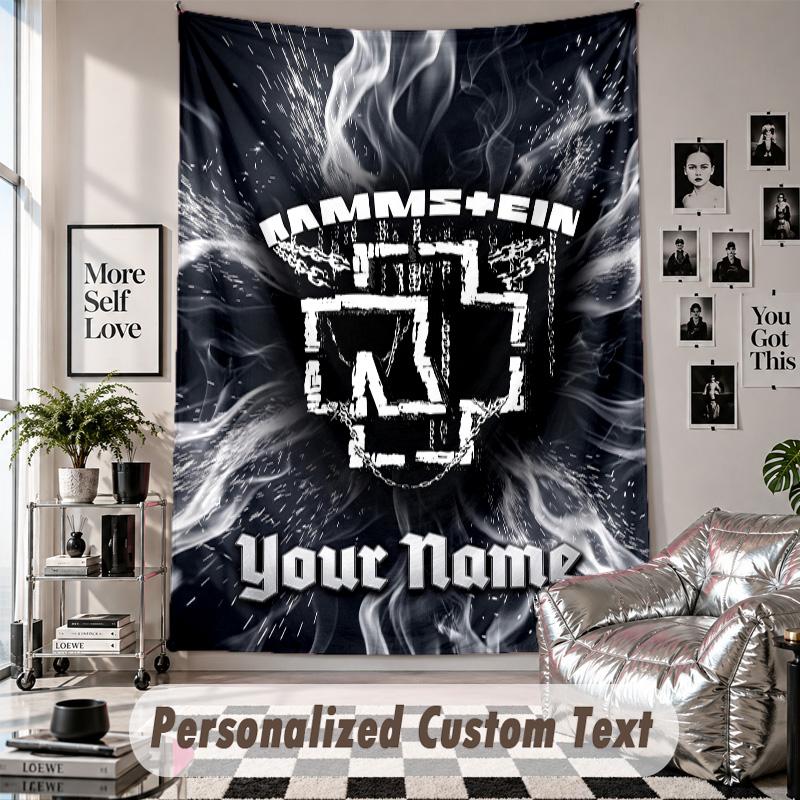 Wall Hanging Tapestry With Custom Name & Text, Rammstein Decorative Tapestry For Bedroom