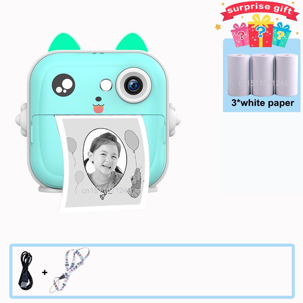 

2.4Inch Kids Instant Camera Print Picture HD Digital Camera With Lanyard Children Unicorn Video Record Thermal Paper синий