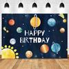Happy Birthday Party Decor  Outer Space Photography Background Custom Astronaut Rocket Galaxy Planet Photo Kids Gift Baby Shower