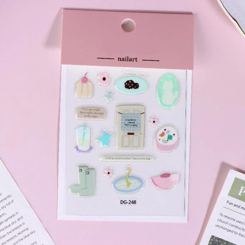 Cute Cartoon 3D Cat Dogs Crystal Epoxy Resin Stickers Kawaii Diy Journal Sticker For Mobile Phone Laptop Decor