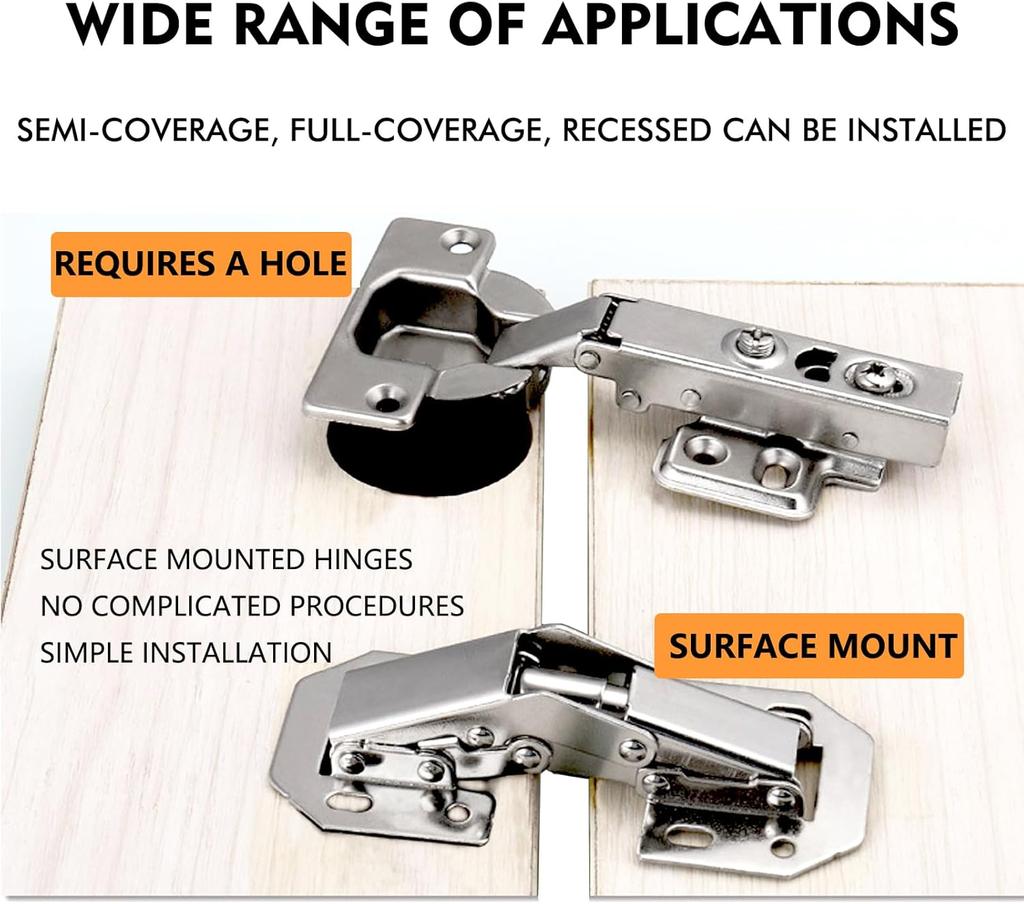 90 Degree Steel Cabinet Hinges No-Drilling Buffer Hinge Kitchen Cabinet Cupboard Hinges DIY Furniture Hardware Tools