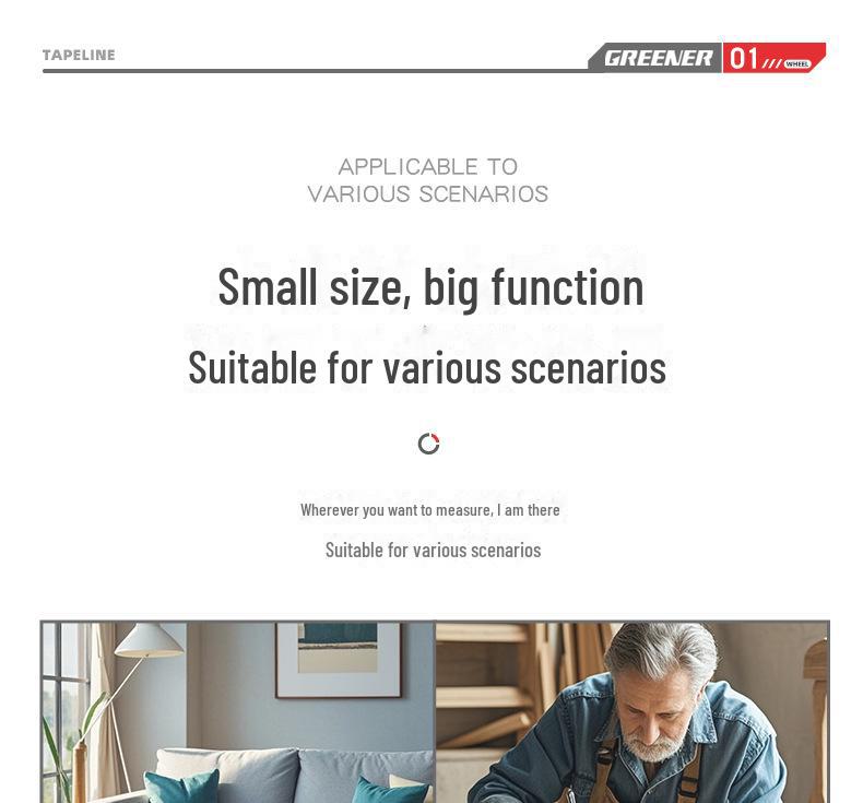 Bandă de măsurare de înaltă precizie rezistentă la uzură Green Forest - 3m/5m Mini, design anti-tăiere
