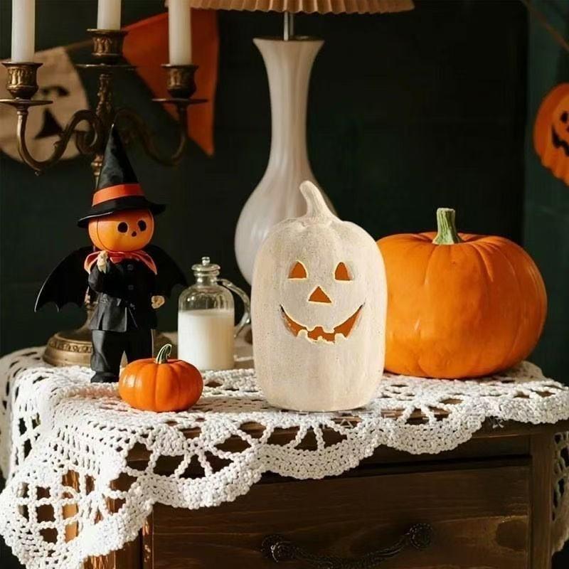 Handmade Terracotta Jack O' Lantern Resin Pumpkin Lamp