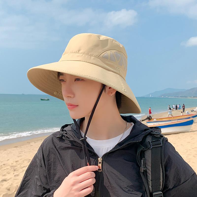 9250 Summer Men's Sun Hat Outdoor Mountaineering Fishing Sun Hat Breathable Mesh Big Eaves Bucket Hat