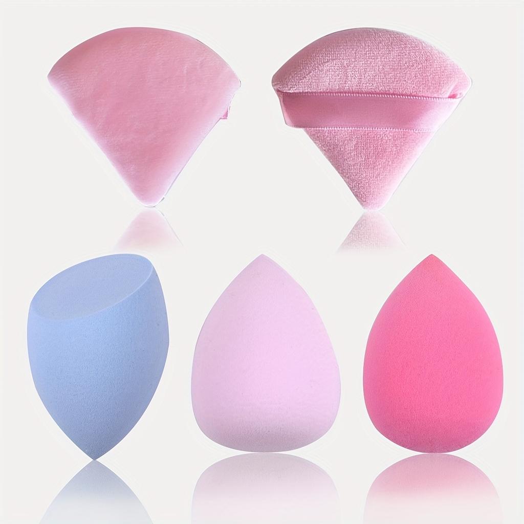 5pcs Powder Puff  Makeup Sponge Set, Triangle Makeup Puffs For Face Body, Wet And Dry Use Foundation Blender Sponge Beauty Tools