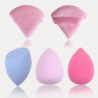5 ks Sada pudrovek a houbiček na make-up, Trojúhelníkové pudrovky na obličej a tělo, Houbičky na make-up pro mokré i suché použití, Krásné nástroje