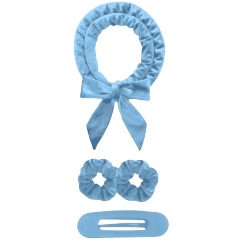 

4PCS Heatlessly Hair Rollers With Bowknot Design Easy Overnight Hair Curls Set Comfortable Sleep Safe Hair Styling Tool