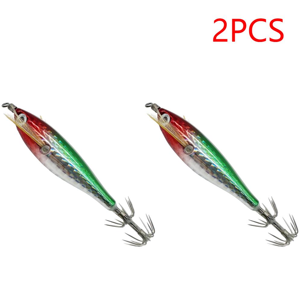 3/2/1PCS 5.5g Laser Luminous Floating Horizontal Wood Shrimp Egi Lure Squid Jigging Shrimp Hook Octopus Cuttlefish Fishing Baits