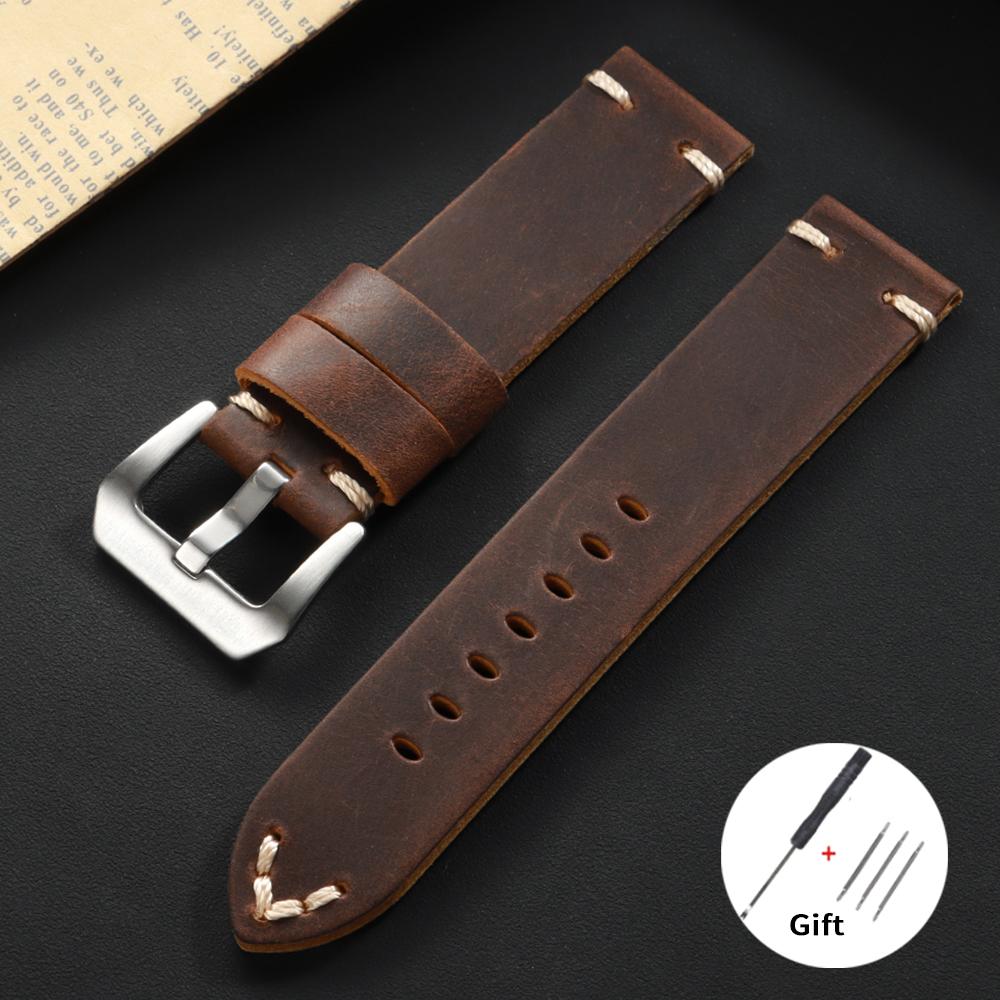 Neues Vintage Lederarmband 18mm 20mm 22mm 24mm 26mm für Panerai Armband für Samsung Watch4/5/6/7 40mm 44mm Klassisches Business-Band