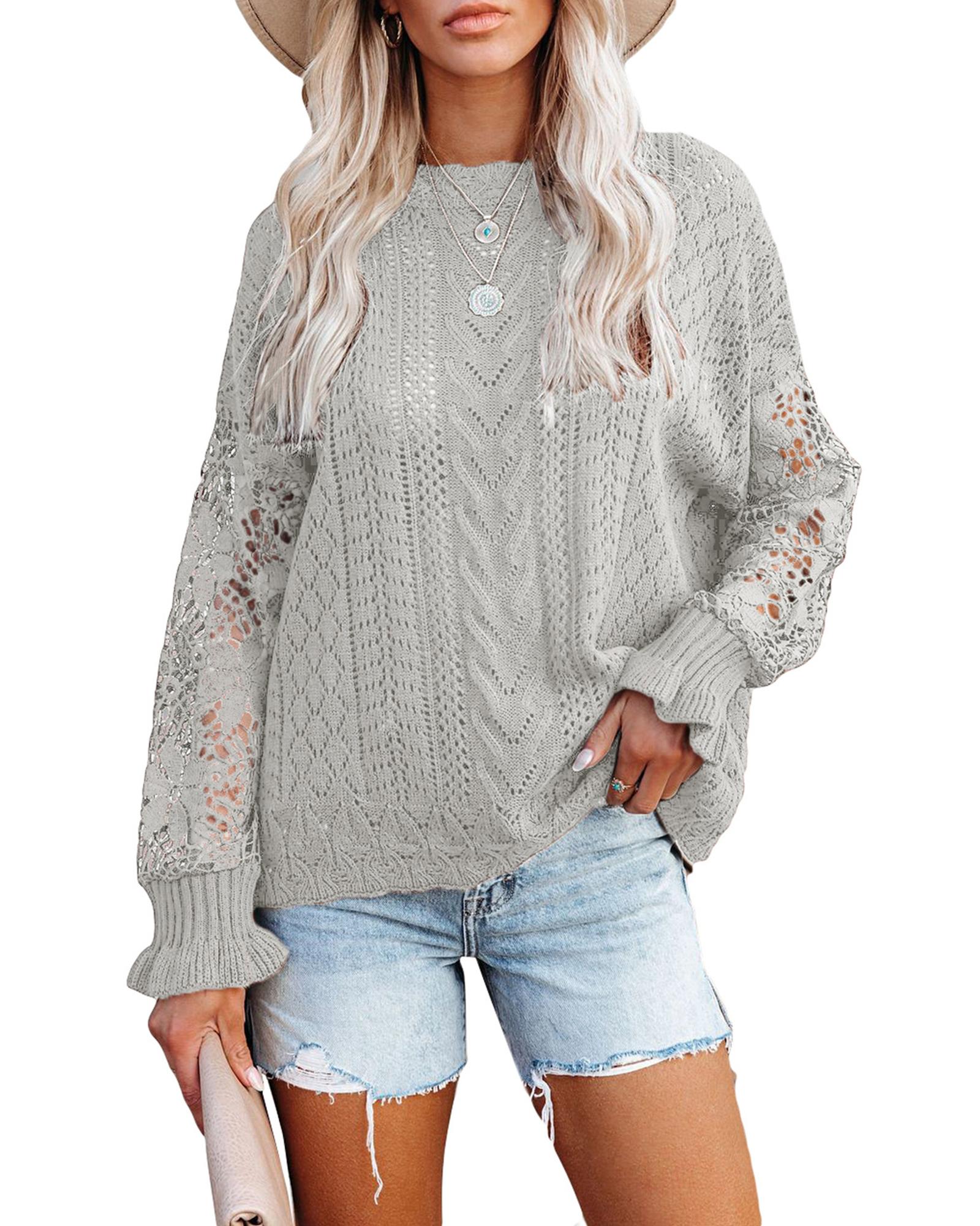 

Azura Exchange Lace Knit Sweater XL сірий колір