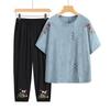 Women's Plus Size Embroidered Summer Two-Piece Set