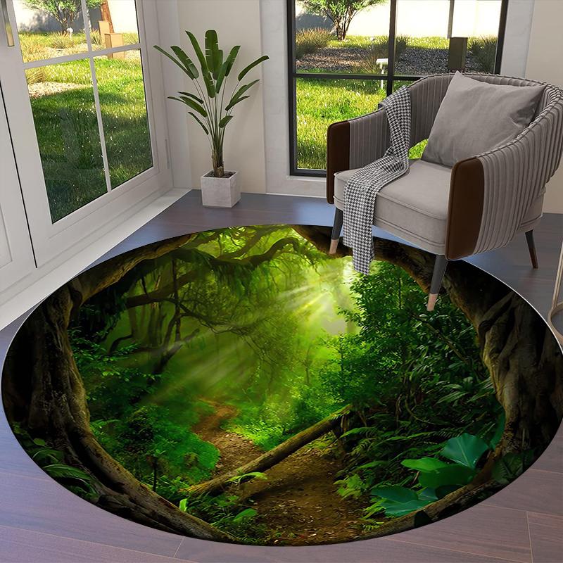 Beautiful Scenery Round Area Rug,Carpet Rug for Living Room Bedroom Sofa Playroom Decor,Non-slip Floor Mat