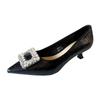 G460-6 pointed single shoes women's 2025 new autumn shallow mouth ladyshoes square buckle rhinestone Mary Jane stiletto high heels
