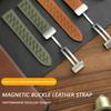 Breathable Microporous Full-leather Crazy Horse Pattern Magnetic Buckle Strap for HUAWEI GT3/4 Samsung WATCH Strap