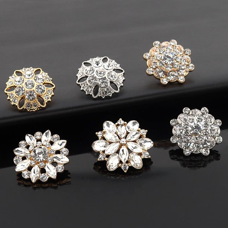 5 Stück High-End Metall Diamantenbesetzte Mantelknöpfe Kinder Pelzknöpfe Nerzknöpfe Mode Blütenblatt Strassknöpfe