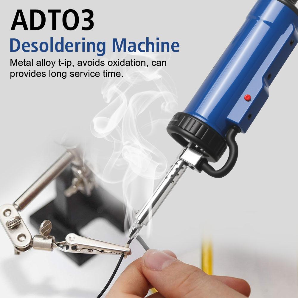 Portable with 3 Suction Nozzle Hand Tool Automatic ADT03 Electric Solder Remove Pump New Desoldering Machine Vacuum Soldering Tin Sucker EU/US Plug