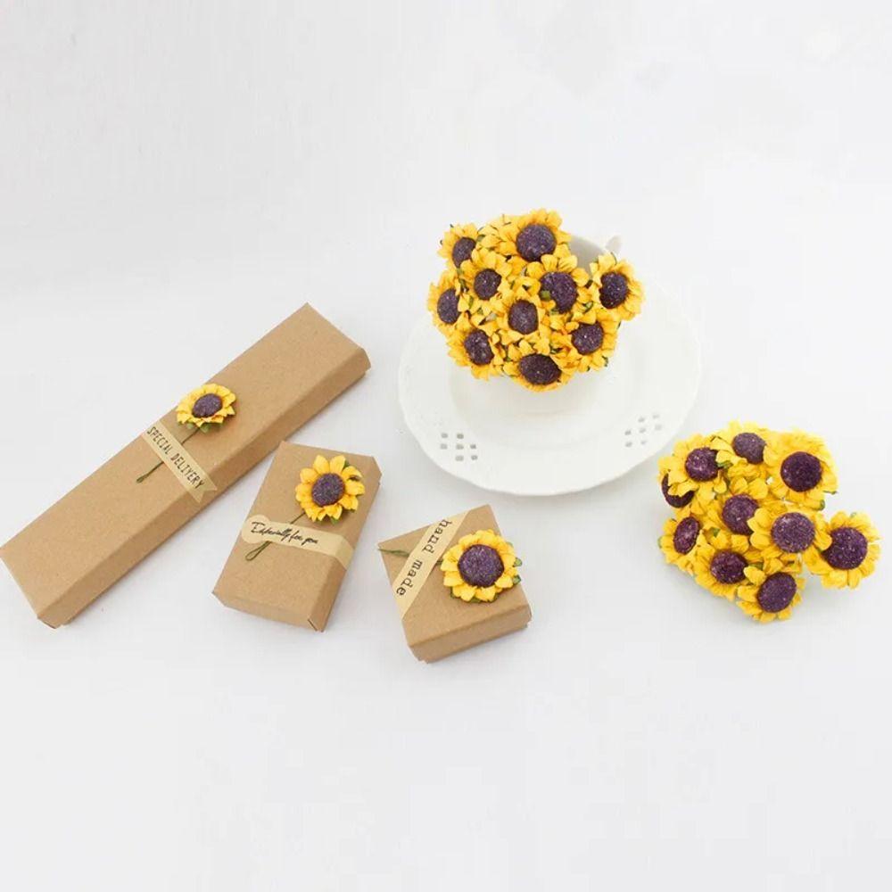 100pcs Handmade Artificial Sunflower Paper Flower DIY Bouquets Fake Flower  Party