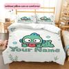 Custom Name,Cartoon Keroppi Hangyodon Series Pattern Bedding Home Decoration Birthday Gift ( 1 duvet cover + 2 pillowcase, without core),fan merchandi