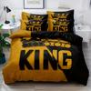 Copripiumino con motivo King giallo e nero, set di biancheria da letto morbida e confortevole per camera da letto, camera degli ospiti e arredamento del dormitorio