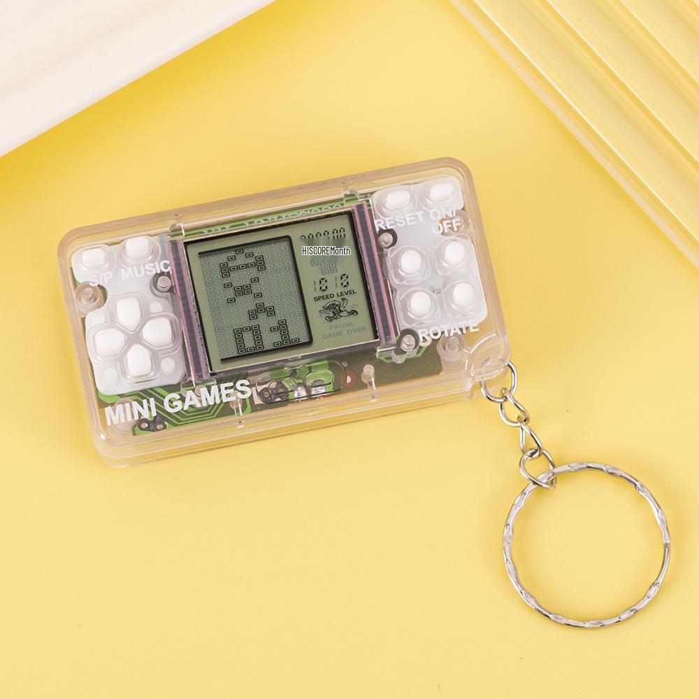 Mini Transparent Tetris Game Keychain - Classic Nostalgic Toy for Students