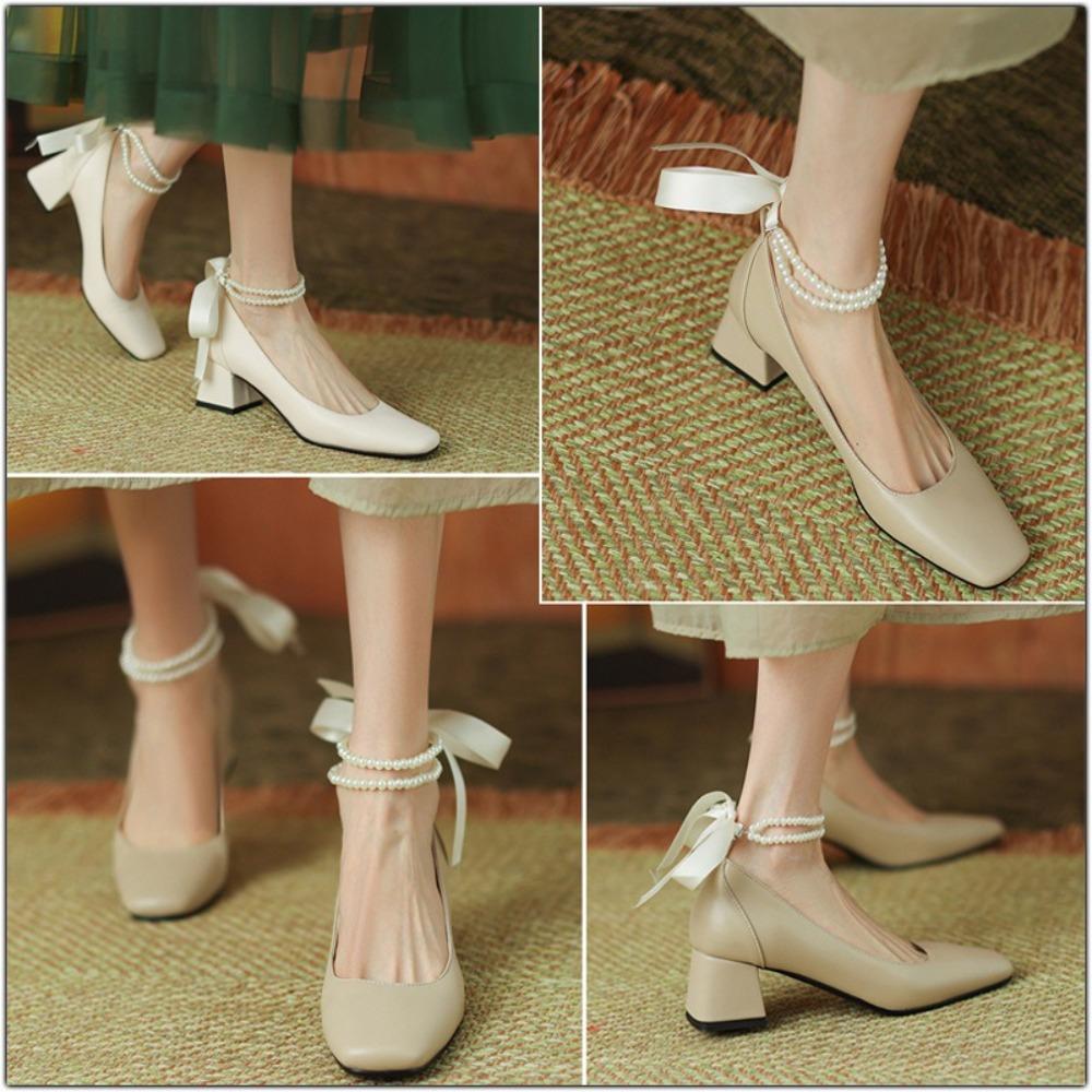 1pair Lovely Colorful Ribbon Bow Anklet High Heels Sandal Decoration Gift Double Layered Anklet Pearls Foot Chain