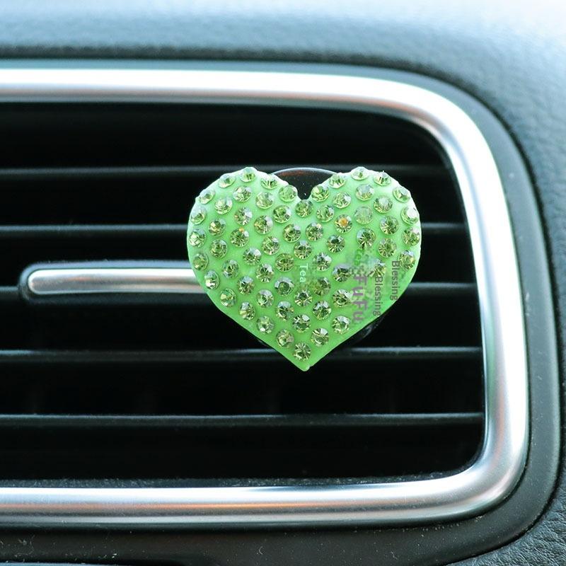 2Pcs/Set Heart-Shaped Car Air Outlet Perfume Clip Rhinestone Car Air Conditioning Air Outlet Perfume Decoration Clip Car Auto Ac