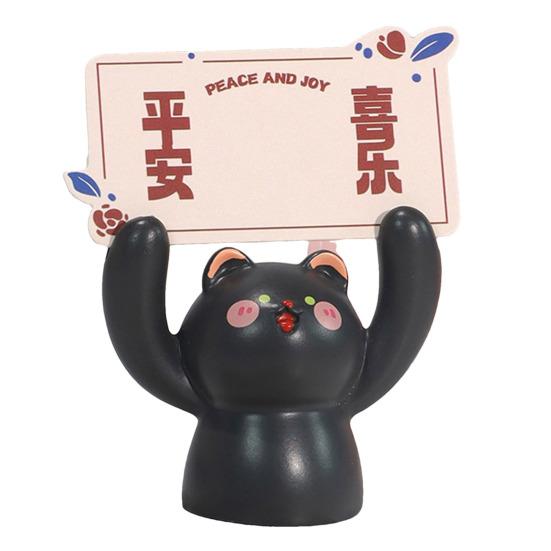 

Настольная мультяшная статуя животного из смолы, очаровательная креативная форма, мини-размер, подставка для фото, зажим для заметок, держатель для заметок Cat