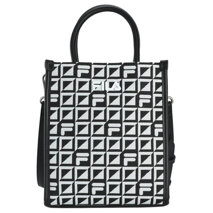 

New FILA Fabric Tote Bag, Shopping Bag, One Shoulder Handbag, Crossbody Bag Extra Small Women s Jet Black F13W428164F-BK 17.0*6.1*20.1CM