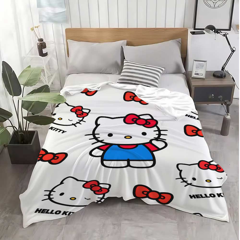 Kawaii Hellos Cat Nap Blanket Sofa Winter Fluffy Soft Blankets for Bed Home Bedroom Decoration Bedspread the Throw Warm Knee