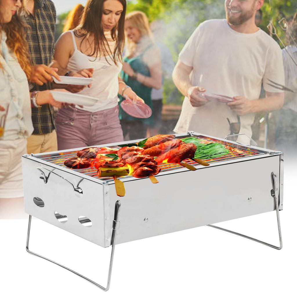 Outdoor Barbecue Grill Portable Foldable Charcoal Stainless Steel BBQ Grill for Outdoor Picnic Camping Cooking