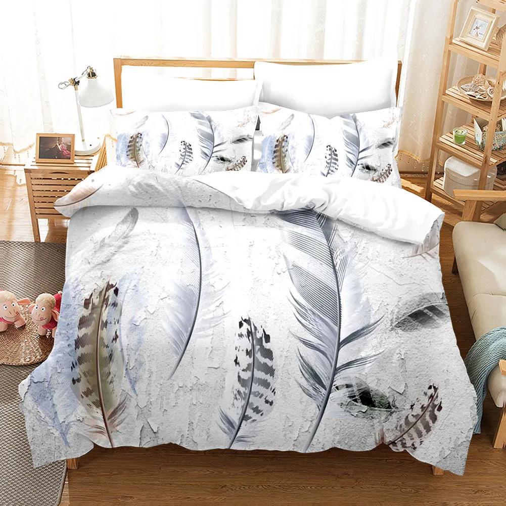 New Feather  Duvet Cover Sets For Adults Western Bedding Set Luxury Egyptian Cotton Housse De Couette Bedclothes 2/3pcs