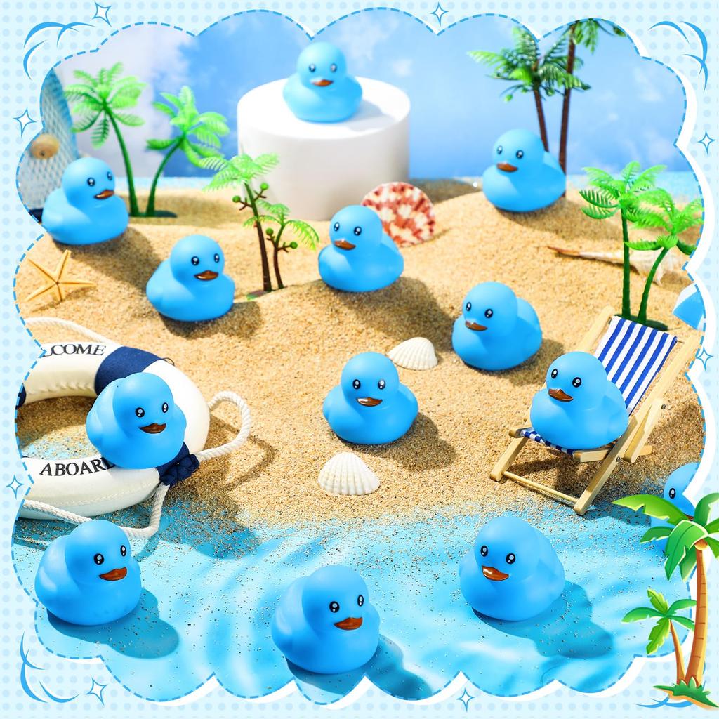 6/12/24/48 Piezas Patitos de Goma Azules Juego de Patitos Juguetes Patitos de Goma Chirriantes Lindos Flotantes Para Regalo de Fiesta de Cumpleaños