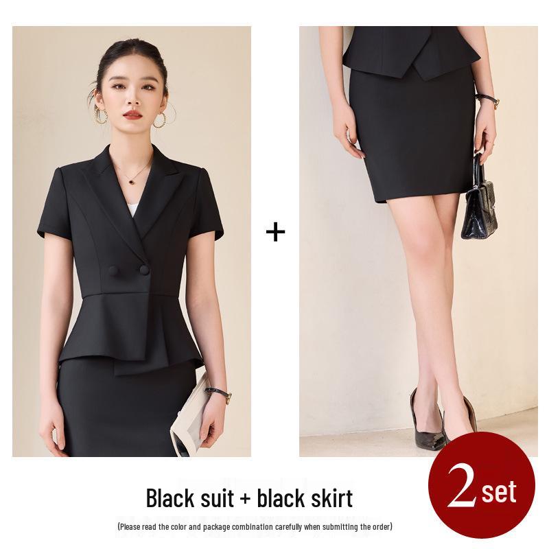 Women's Double-Breasted Short Sleeve Blazer - Summer Business Fashion