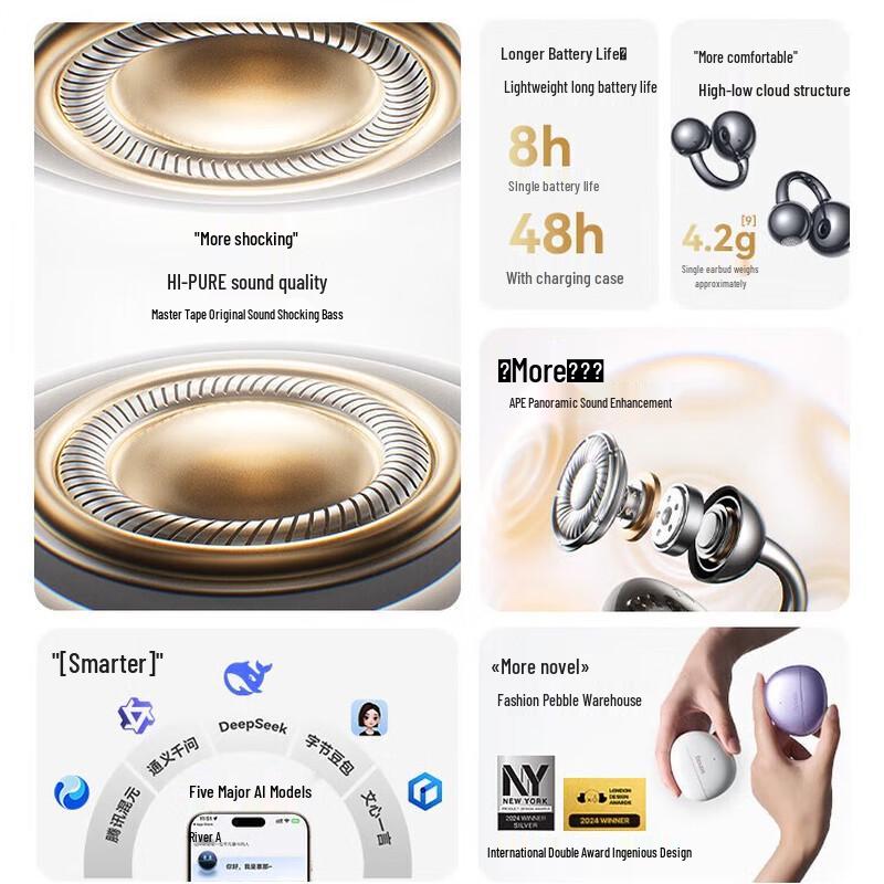 SANAG S7S Clip-On Open-Ear AI Bluetooth Sport Earbuds