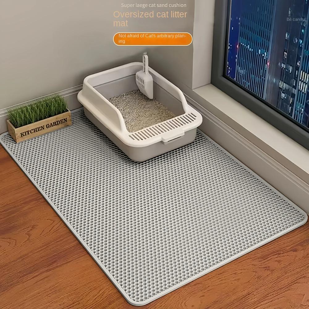 90X60CM Double Layer Waterproof Nonslip Cat Litter Mat Washable Sand Trapping Pet Toilet Mat for Cat Cleanliness In Home