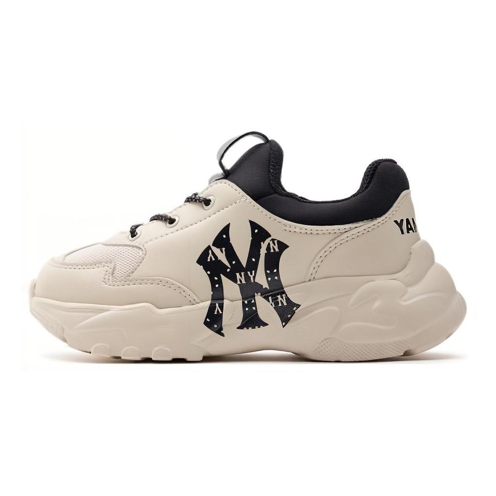 MLB Chunky Flex Diamond Monogram NY Comfortable Shock Absorbing Durable Low Top Casual Shoes Kids sneaker Ivory 7ASHCM43N-50IVS