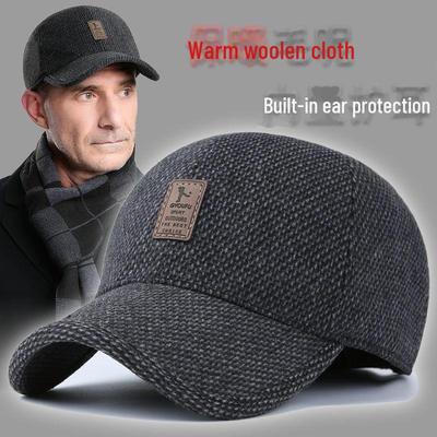 Warme Entenschnabelmütze aus Wolle für Herren für Herbst und Winter, mit Ohrenschutz. Perfekt für Väter mittleren und höheren Alters.