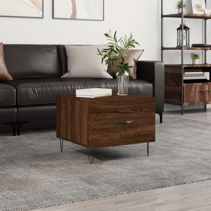 VidaXL Table basse Chêne marron 50x50x40 cm Bois d'ingénierie 829394