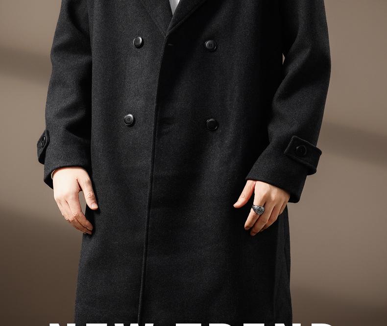 Men's Mid-Length High-Grade Double-Faced Wool Business Coat - Thick, Warm, and Fashionable for Winter