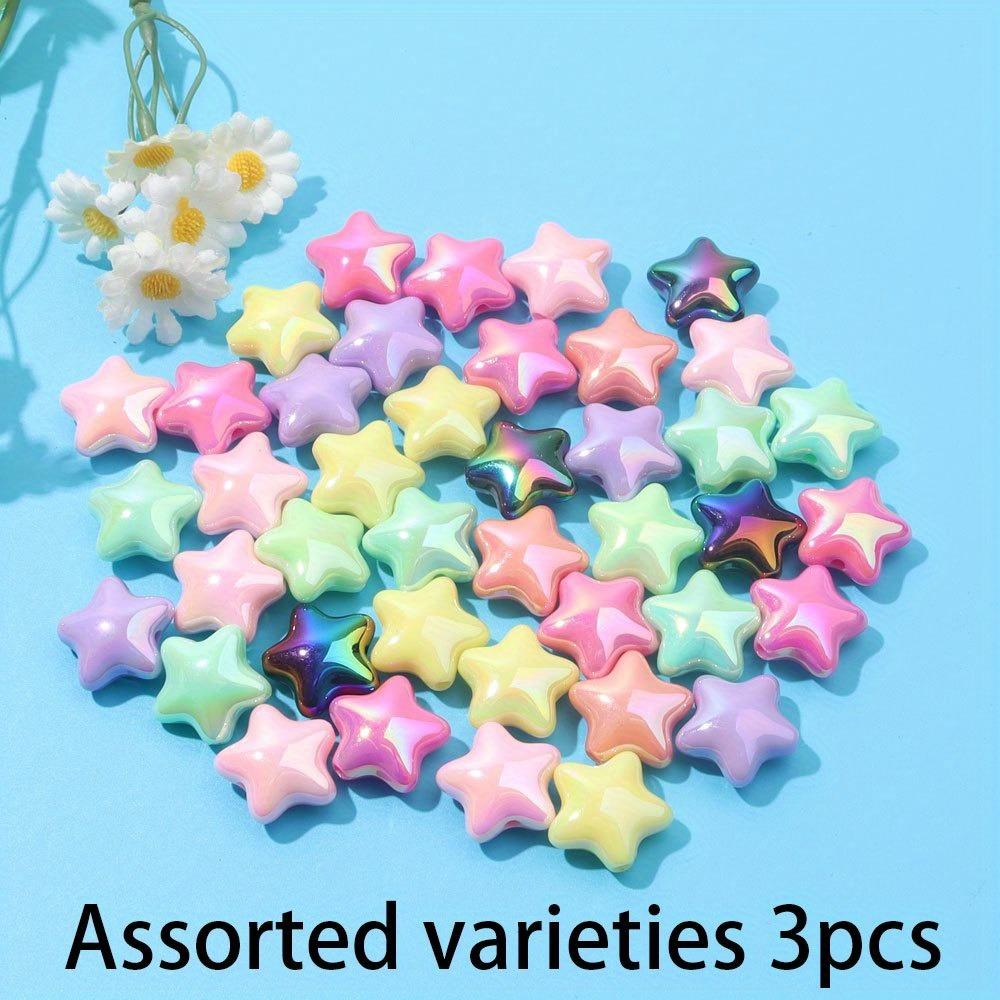 3/9/17pcs Acrylic Material Mixed Color Plated Star Bead Sky Ball Scattered Bead Decorative Bead and Bead Combination DIY Jewelry Craft Decoration