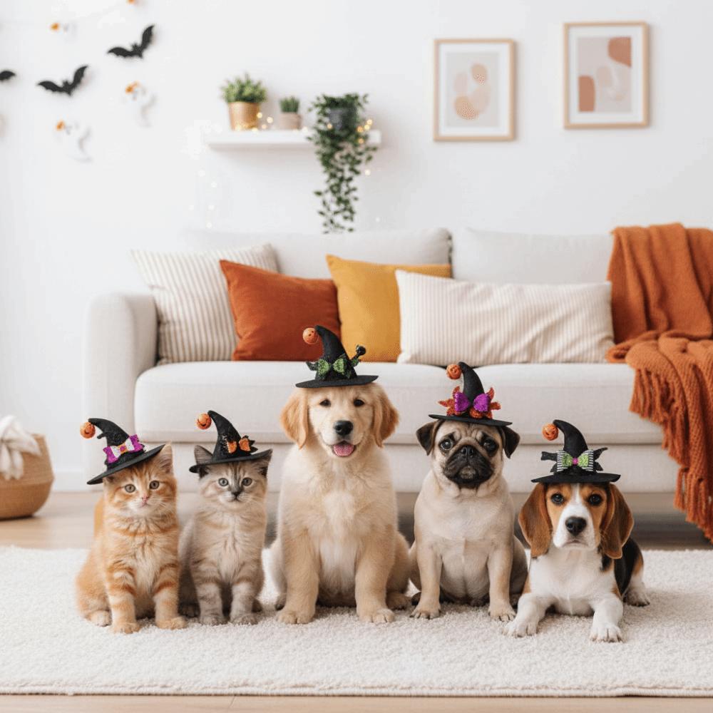 With Bell Pet Witch Hat Sequin Bowknot Dog Halloween Headwear Cat Wizard Cap Small Animals