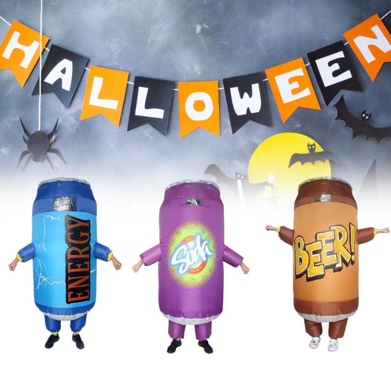 Lustiges und skurriles aufblasbares Kostüm Lustiges Soda-Getränkebecher-Hamburger-Pommes-Outfit für Halloween-Partys