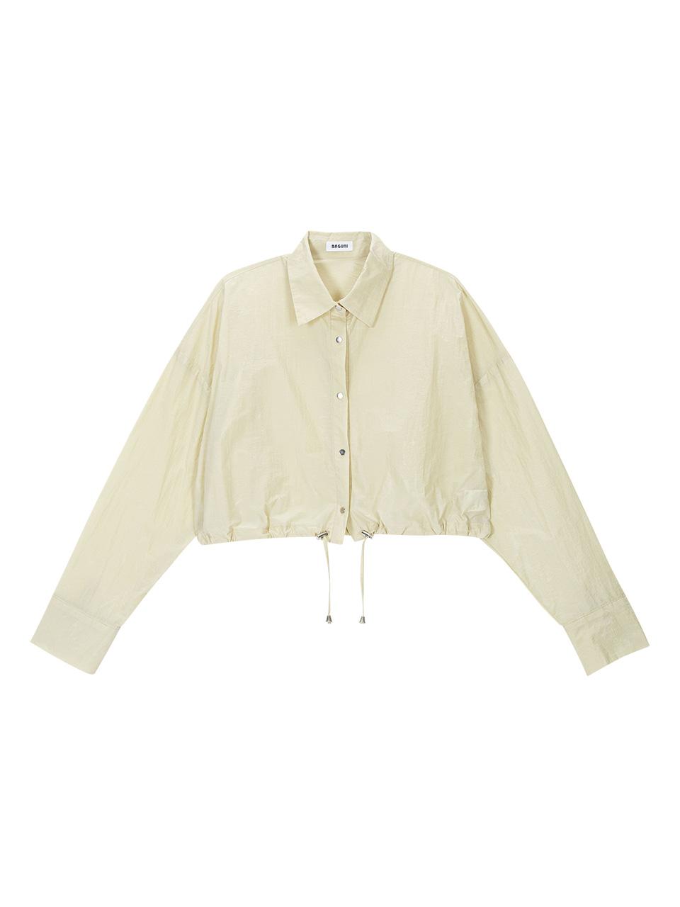 Salad Basket Stopper Crop Shirt - Yellow Beige