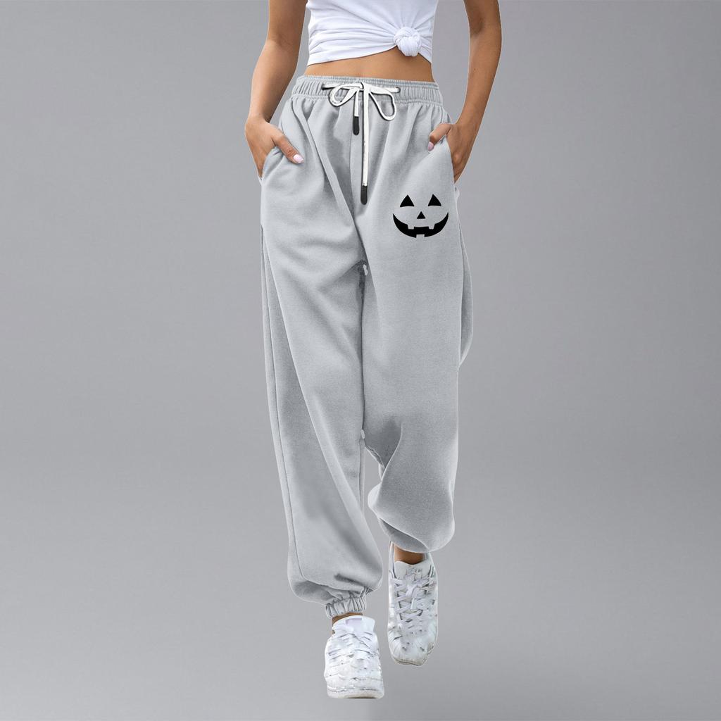 מכנסי טרנינג קז'ואל לילדים ספורט יום ליל כל הקדושים מודפס מגרדיאנט כיס שרוך