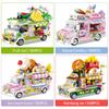 City Street View Ice Cream Car Food Shop Mini Building Blocks Camping Vehicle Friends Bricks DIY Toys for Children Girls