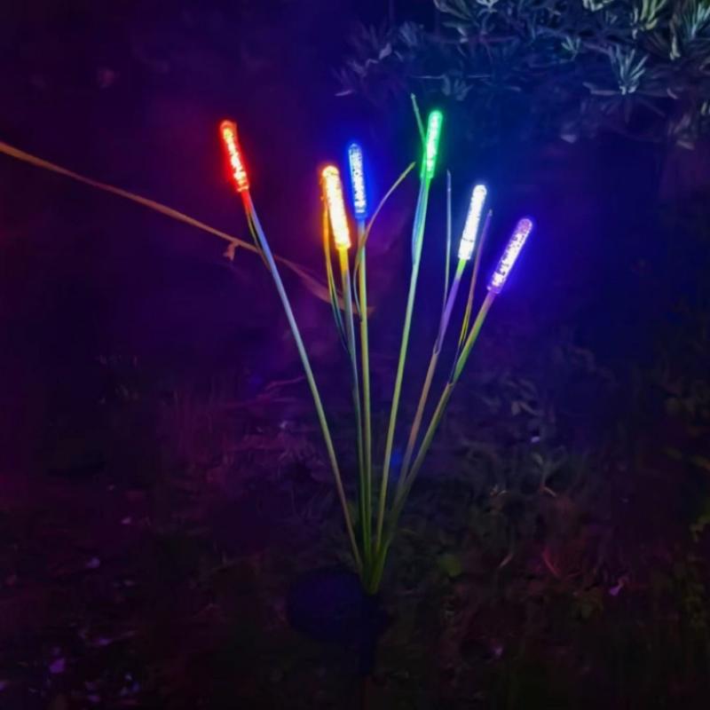LED Solar Reed Garden Lights Outdoor Waterproof Swaying Decorative Lamp Outside Landscape Lighting For Patio Yard Pathway