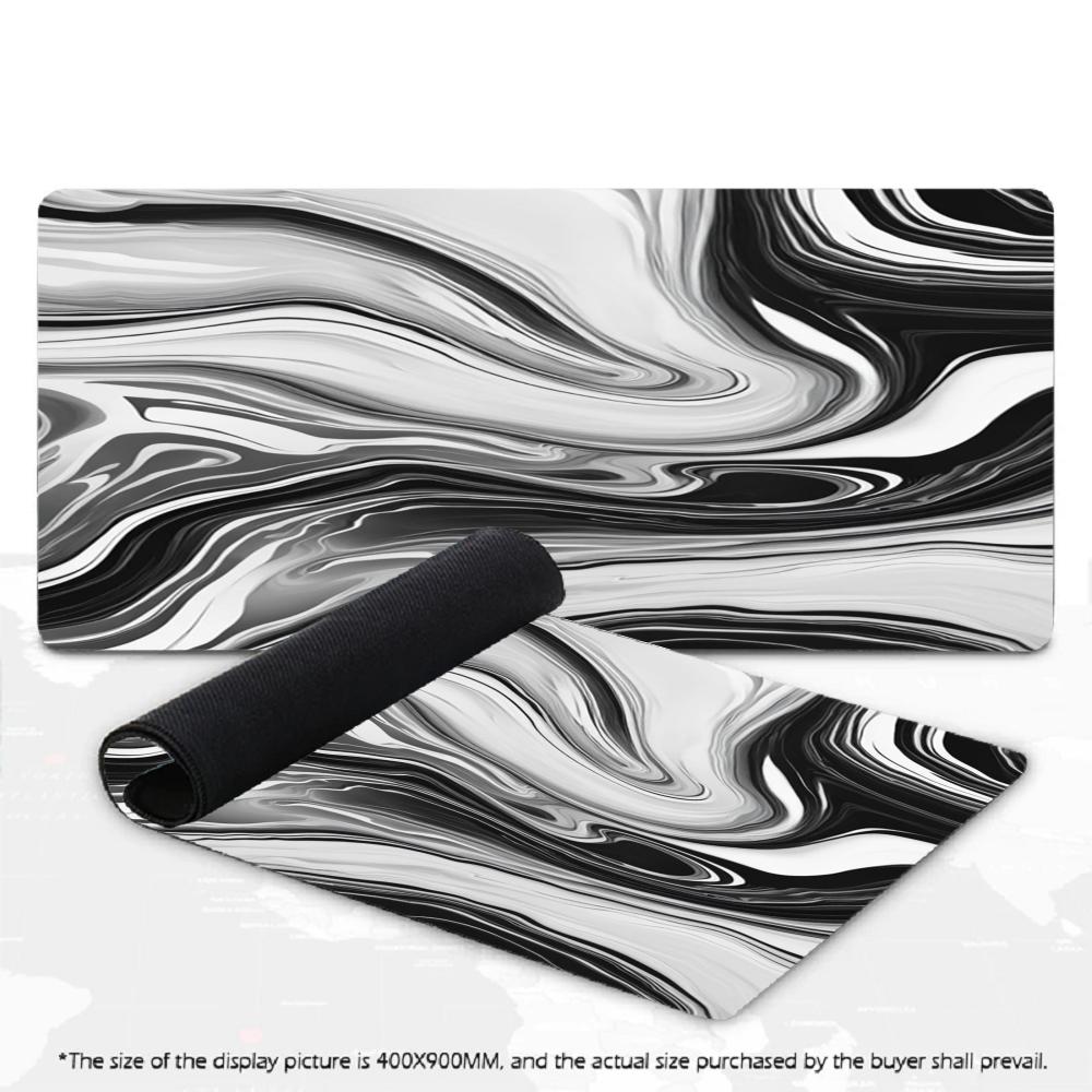 Large Black Marble Swirl XXL Mousepad Abstract Liquid Texture Deskmat Non-Slip Rubber Gaming Pc Keyboard Desk Gamer Mats